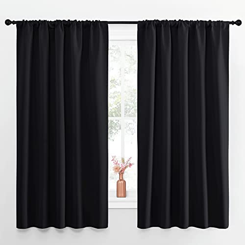 Black Blackout Curtains for Bedroom 52" Wide x 63" Long 2 Panels (Black / 52"W x 63"L (Pack of 2))