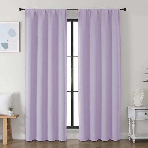Ava Lilac Blackout Curtains for Bedroom (Lilac / 40"W x 78"L (Pack of 2))