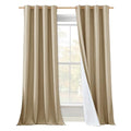 100% Absolutely Blackout Linen Curtains with Thermal Insulated White Liner (52"W x 120"L (Pack of 2) / Camel)