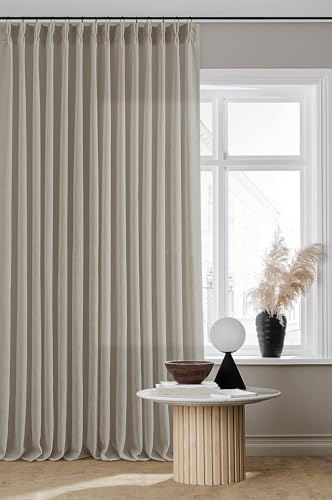 Burlywood Birch Pinch Pleated Thick Linen Curtains 112 Inches Long (Burlywood Birch / 40"W x 112"L (Pack of 2))