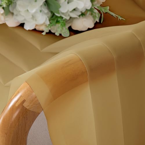Sheer Valances for Windows 2 Pack (Gold / 42"W x 14"L (Pack of 2))