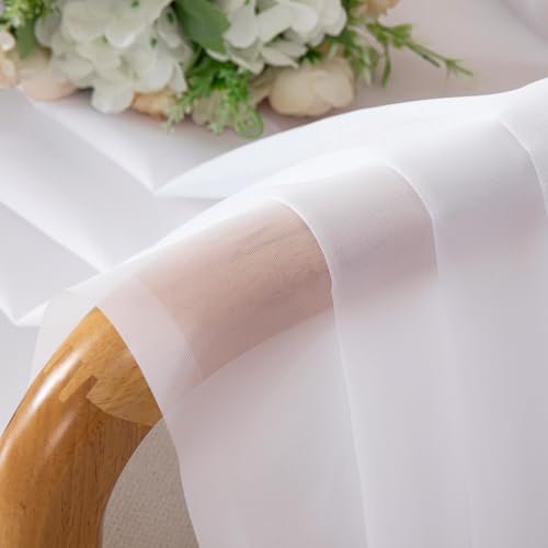 2 Panels Sheer White Curtains 54 Inches Length Window Treatment for Kitchen (White / 42"W x 54"L (Pack of 2))