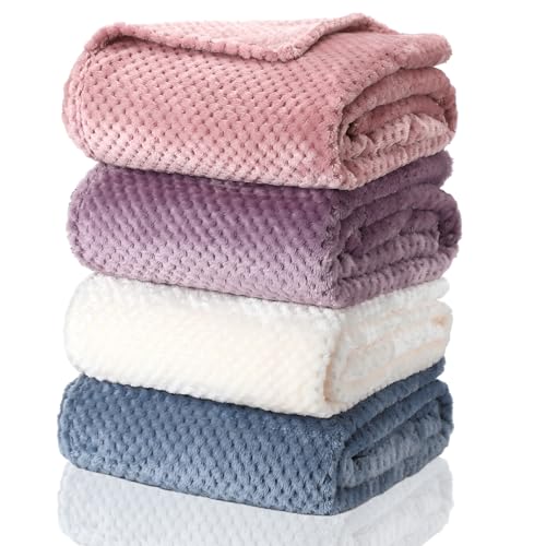 4 Pcs Fleece Throw Blanket (Fresh Colors)