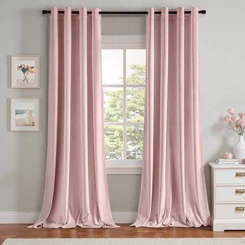 Velvet Curtains Light Pink 52 x 96 Inch Length Set of 2 (Light Pink / 52"W x 96"L (Pack of 2))