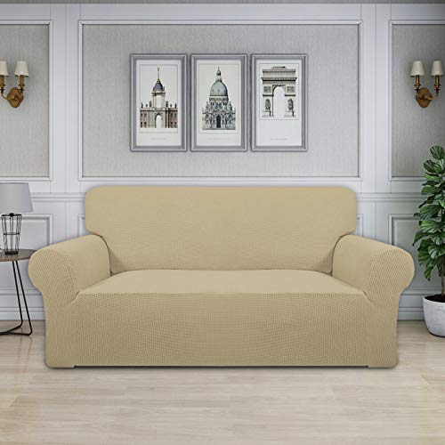 Stretch Oversized Loveseat Couch Covers Washable Beige (Medium-XL Loveseat / Beige)