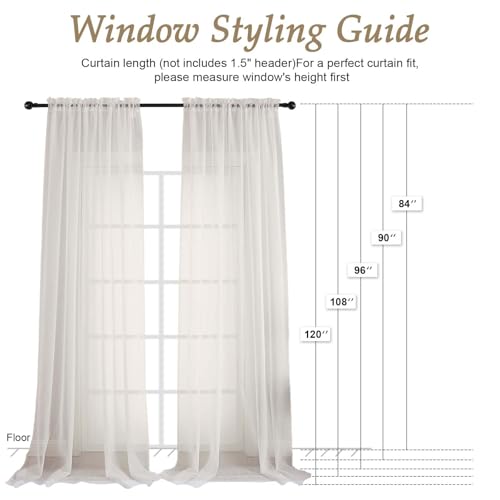 Ivory Sheer Curtains 108 Inches Long 2 Panels Set (Ivory / 59"W x 108"L (Pack of 2))