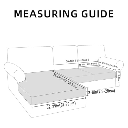 Waterproof Couch Cushion Covers for Pets (Light Grey / 1 Chaise+2 Seater)