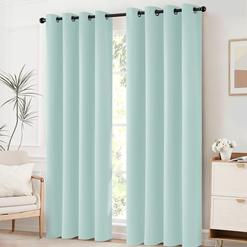 Room Darkening Curtains 52x63 inch Length Aqua (Aqua / 52"W x 63"L (Pack of 2))