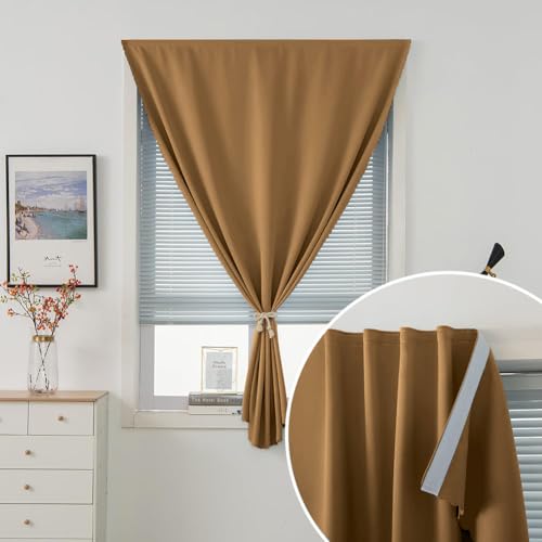 Self Adhesive Curtains (47"W x 79"L (Pack of 1) / Brown)