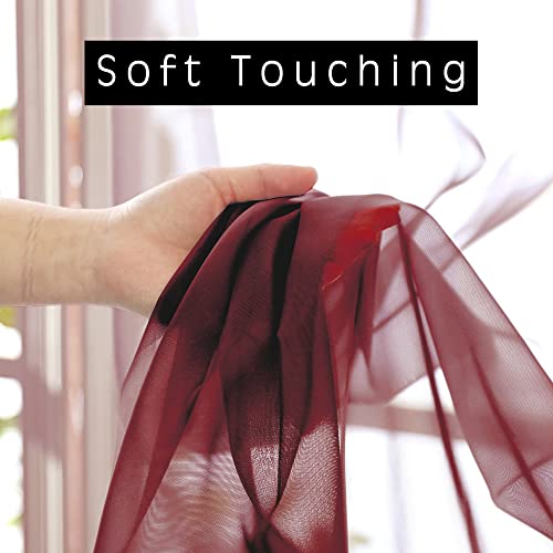 Sheer Curtains 54 inches Long 2 Panels Set (Burgundy / 42"W x 54"L (Pack of 2))