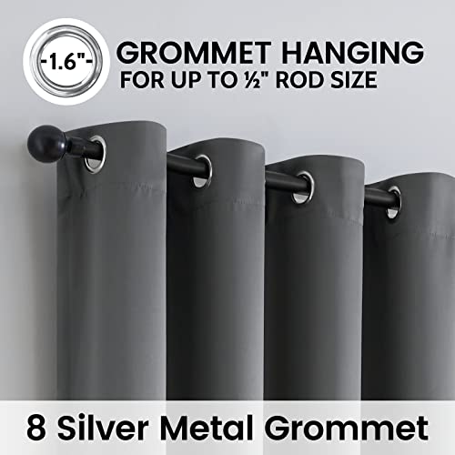 Grey 100% Blackout Curtains Room Darkening Living Room 54 Inch (Grey / 52"W x 54"L (Pack of 2))