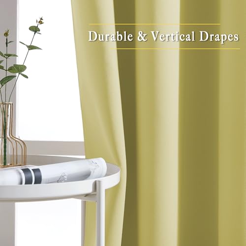 Room Darkening Curtains for Living Room (Paler Yellow / 52"W x 63"L (Pack of 2))