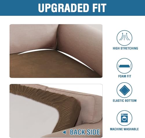 Velvet Stretch Individual Cushion Cover Plush Cushion Slipcover for Loveseat Sofa Furniture Protector Seat Cushion Sofa Cover (Bronze Brown / 1 Cushion Loveseat)