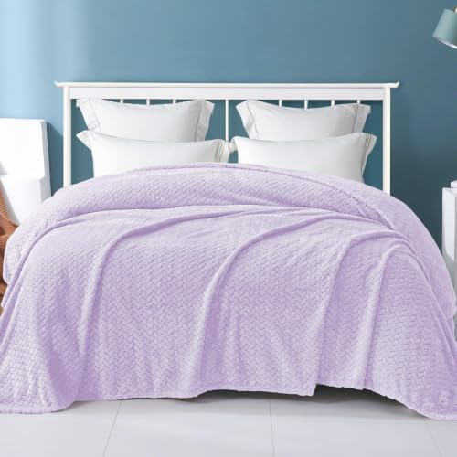 Soft Fleece Bed Blanket Queen Size (Lilac Purple / Queen ( 90x90 IN ))