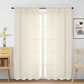 Cream Sheer Curtains for Window 72 inches Long 2 Panels Set (Cream / 42"W x 72"L (Pack of 2))