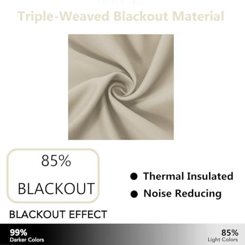 Light Beige Blackout Curtains 52 x 84 Inch Long Beige Curtains Set of 2 Panels Room Darkening Curtains for Living Room (Light Beige / 52"W x 84"L (Pack of 2))
