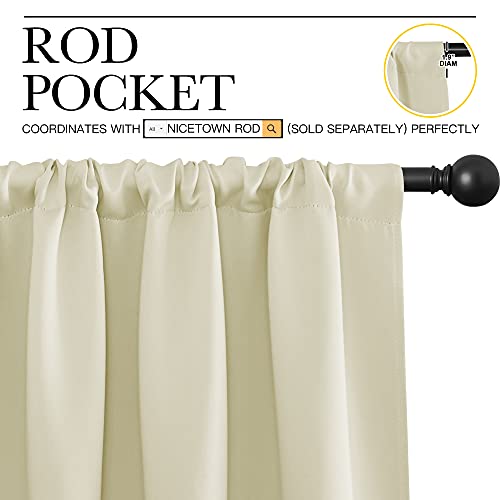 Blackout Curtains for Living Curtains (Beige / 42"W x 84"L (Pack of 2))