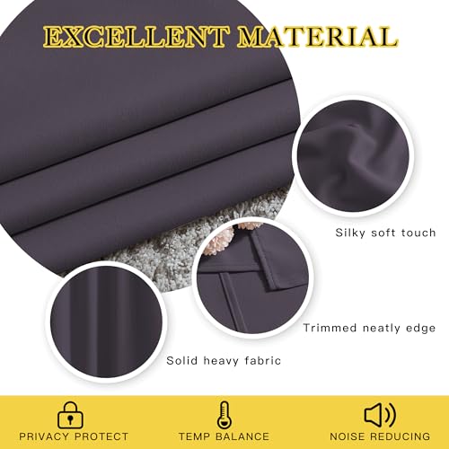 Blackout Curtain Panels 45 inches (Greyish Purple / 52"W x 45"L (Pack of 2))