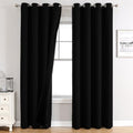 100% Blackout Curtains for Bedroom 72 Inches Long 2 Panels Set (52"W x 72"L (Pack of 2) / Black)