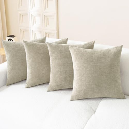 Decorative Couch Throw Pillow Covers 18 X 18 Inches Light Taupe (18" x 18" (Pack of 4) / Light Taupe)