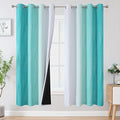 Teal and Grayish White Ombre Blackout Curtains for Living Room 72 Inch Long (Teal and Greyish White / 52"W x 72"L (Pack of 2))