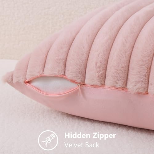 Fall Faux Fur Throw Pillow Covers 20x20 Set of 2 Pink (Pink / 20" x 20" (Pack of 2))