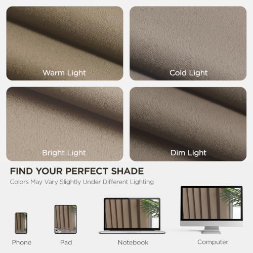 Blackout Curtains for Bedroom 72 inch Long 2 Panels (Khaki / 52"W x 72"L (Pack of 2))