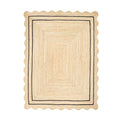 Wave Scalloped Jute Rug Entryway Natural Boho Area Rug 2'6"x4' Black (2'6"x4' / Black)