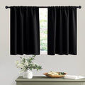 Short Black Blackout Curtains for Small Bedroom Kitchen Window (Black / 42"W x 36"L (Pack of 2))