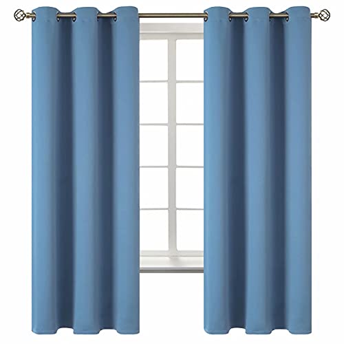 Denim Blue Blackout Curtains for Bedroom 63 Inch Long (Faded Denim / 42"W x 63"L (Pack of 2))