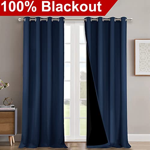 100% Blackout Curtain Set (Navy / 52"W x 120"L (Pack of 2))