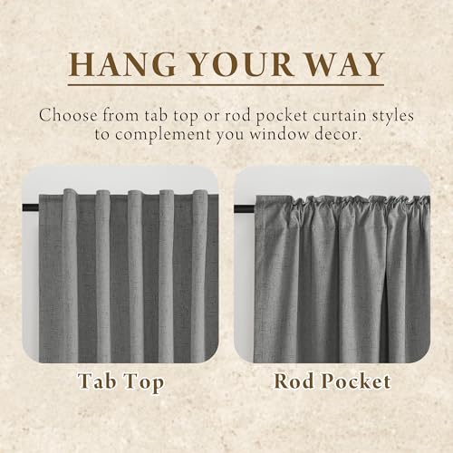 Grey Linen Blackout Curtains for Sliding Glass Door (Z - Grey / 52"W x 96"L (Pack of 2))