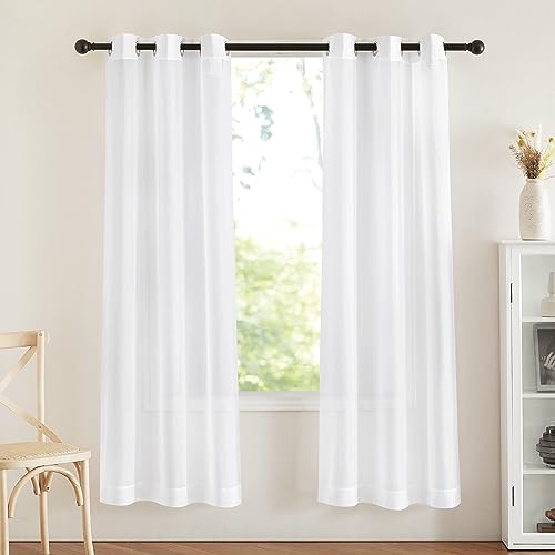 White Sheer Curtains 72 inches Long (White / 42"W x 72"L (Pack of 2))