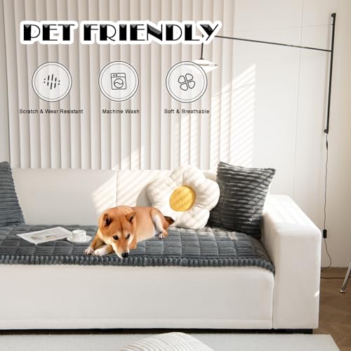 Couch Cover for Dogs Washable Non (Dark Gray / 27.6X59.06)