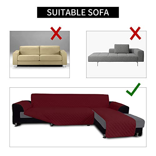 Reversible L Shape Sectional Couch Cover (X-Large / Christmas Red/Christmas Red)