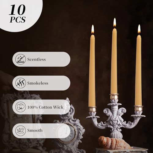 0.87×10 Inch Wax Yellow Taper Candles (wax yellow)