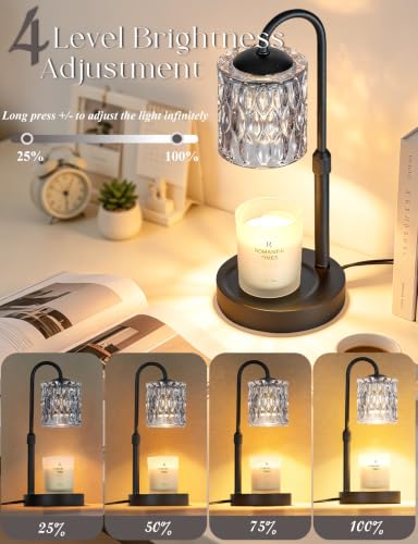 Dimmable Candle Warmer Lamp with Timer (Black-gray Glass)