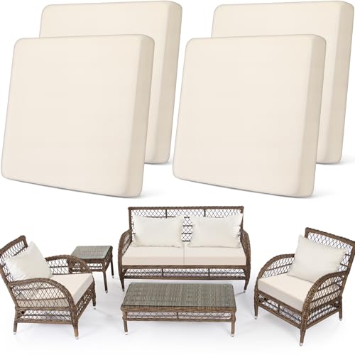 4 Pcs Stretch Cushion Covers (Beige / Seat Cover)
