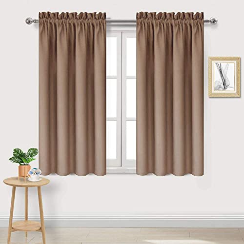 Blackout Curtains for Bedroom Living Room 42 x 45 Inch Long Khaki (Khaki / 42"W x 45"L (Pack of 2))