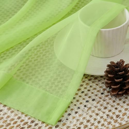 Lime Sheer Curtains 63 Inch Length 2 Panels Set for Living Room (42"W x 63"L (Pack of 2) / Lime)