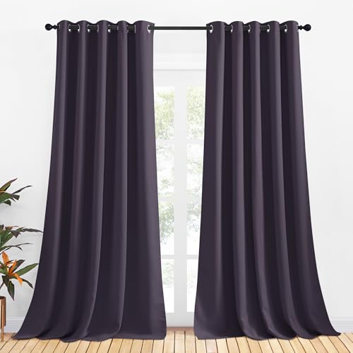 Blackout Curtain Panels for Bedroom (Greyish Purple / 70"W x 95"L (Pack of 2))