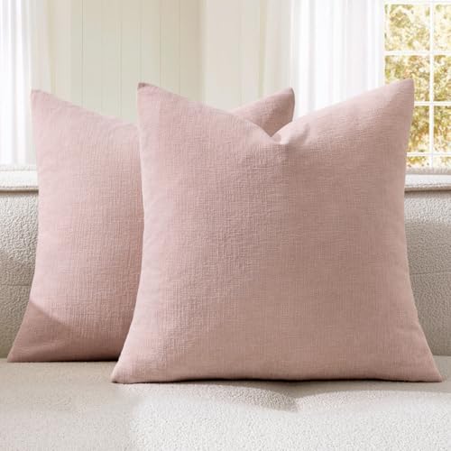 Pink Chenille Couch Throw Pillow Covers (18" x 18" (Pack of 2) / Pink)