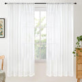 72 Inch Length White Linen Curtains for Living Room (White / 52"W x 72"L (Pack of 2))