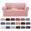 2026 New Stretch Loveseat Sofa Slipcovers Couch Cover for 2 Cushion Furniture Protector Sofa Covers with Elastic Bottom Jacquard Fabric Small Checks for Pets (Dusty Pink / Loveseat)