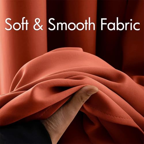Fall Decor Burnt Orange Blackout Curtains for Bedroom 90 Inch Long (Burnt Orange / 42"W x 90"L (Pack of 2))