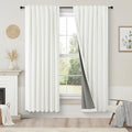 Bedroom Blackout Curtains 63 Inches Long 2 Panel Thermal Curtain for Summer Heat Dining Living Room Darkening Back Tab Short Drapes for 62 Inch Window Length Boho Linen Textured Ivory Off White (Ivory / 52"W x 63"L (Pack of 2))