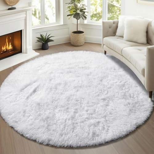 White Round Area Rugs 5ft (White / 5' (Round))