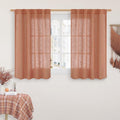 Terracotta Linen Curtains 40 Inch for Small Window Over Silk 2 Panels (Terracotta / 34"W x 40"L (Pack of 2))