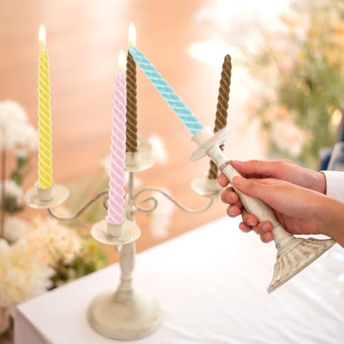 8Pcs Neutral Colors Spiral Taper Candles Dripless Twisted Wax Candles 10 Inch Long Unscented Candle Sticks for Holiday Wedding Party Home Dinner Table Decor (Neutral Colors)