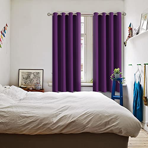 Purple Blackout Curtains for Bedroom 72 Inch Long (Purple / 52"W x 72"L (Pack of 2))